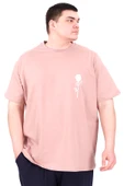 Mode XL Büyük Beden Erkek T-Shirt Bisiklet Yaka GORGEOUS U25022 Gül Rengi thumbnail 1