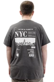 Mode XL Büyük Beden Erkek Tişört Baskılı Pamuklu Bisiklet Yaka T-Shirt NYC U24068 Antramelanj thumbnail 2