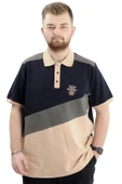 Mode XL Büyük Beden Erkek Polo Yaka Tişört Renk Bloklu U24322 Lacivert thumbnail 1