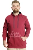 Mode XL Büyük Beden Erkek Sweat Kanguru Cep Easy Adventure 23527 Bordo thumbnail 1