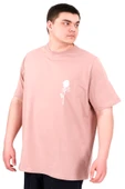 Mode XL Büyük Beden Erkek T-Shirt Bisiklet Yaka GORGEOUS U25022 Gül Rengi thumbnail 4