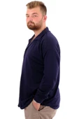 Mode XL Büyük Beden Erkek Gömlek Apas Yaka Uzun Kol JAKAR U24381 Lacivert thumbnail 2