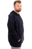 Mode XL Büyük Beden Erkek Sweatshirt Kapüşonlu Fermuarlı Recycle B24547 Siyah thumbnail 3
