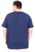 Mode XL Büyük Beden Erkek T-Shirt Bisiklet Yaka STATUE U25027 İndigo thumbnail 2