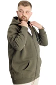 Mode XL Büyük Beden Erkek Sweat Kapşon Push Your Limit 23543 Haki thumbnail 3