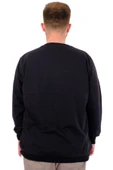 Mode XL Büyük Beden Erkek Basic Sweatshirt Bisiklet Yaka Recycle B24529 Siyah thumbnail 4