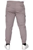 Mode XL Büyük Beden Erkek Pantolon Keten Kargo Jogger 21911 Taş Rengi - 3