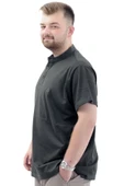 Mode XL Büyük Beden Erkek Tişört Düğmeli Hakim Yaka T-Shirt U24339 Haki thumbnail 2