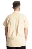 Mode XL Büyük Beden T-Shirt Hakim Yaka Yatching 22327 Bej thumbnail 4
