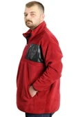 Mode XL Büyük Beden Erkek Sweat Yarım Fermuarlı Garnili Polar 23552 Bordo thumbnail 2