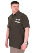 Mode XL Büyük Beden Erkek T-Shirt Polo Yaka YOURSELF U25310 Haki thumbnail 4