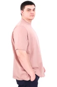 Mode XL Büyük Beden Erkek T-Shirt Bisiklet Yaka GORGEOUS U25022 Gül Rengi thumbnail 3
