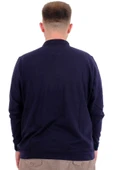Mode XL Büyük Beden Erkek Polo Yaka Sweatshirt Nakışlı U24340 Lacivert - 4