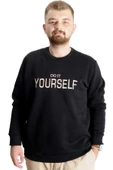 Mode XL Büyük Beden Erkek Sweat BisYaka Do İt Yourself 23168 Siyah thumbnail 1