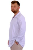 Mode XL Büyük Beden Erkek Gömlek Apas Yaka Uzun Kol JAKAR U24381 Beyaz thumbnail 3