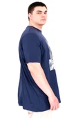 Mode XL Büyük Beden Erkek T-Shirt Bisiklet Yaka STATUE U25027 İndigo thumbnail 3