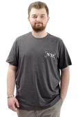 Mode XL Büyük Beden Erkek Tişört Baskılı Pamuklu Bisiklet Yaka T-Shirt NYC U24068 Antramelanj thumbnail 1