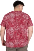 Mode XL Büyük Beden Erkek T-Shirt Bisiklet Yaka Aşındırma Baskı U20037 Bordo thumbnail 4