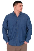 Mode XL Büyük Beden Erkek Uzun Kol Kot Gömlek U24391 Mavi - 1