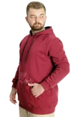 Mode XL Büyük Beden Erkek Sweat Kanguru Cep Easy Adventure 23527 Bordo thumbnail 2