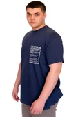 Mode XL Büyük Beden Erkek T-Shirt Bisiklet Yaka FAULTLESS Basklılı U25011 Indigo thumbnail 3