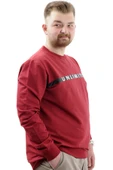 Mode XL Büyük Beden Erkek Sweathirt Baskılı Bisiklet Yaka UNLIMITED U24171 Bordo - 3