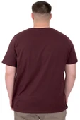 Mode XL Büyük Beden Erkek T-Shirt Bisiklet Yaka Statue U25004 Mürdüm thumbnail 3