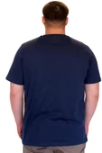 Mode XL Büyük Beden Erkek T-Shirt Bisiklet Yaka FAULTLESS Basklılı U25011 Indigo thumbnail 4