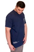 Mode XL Büyük Beden Erkek T-Shirt Bisiklet Yaka FAULTLESS Basklılı U25011 Indigo thumbnail 2