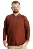 Mode XL Büyük Beden Erkek Sweat Polo Selanik Nakışlı 20440 Kiremit thumbnail 2