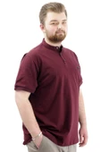 Mode XL Büyük Beden Erkek Tişört Düğmeli Hakim Yaka T-Shirt U24339 Mürdüm thumbnail 3
