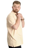 Mode XL Büyük Beden T-Shirt Hakim Yaka Yatching 22327 Bej thumbnail 3