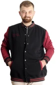 Mode XL Büyük Beden Erkek Kolej Mont Spor Ceket 23628 Siyah - 1