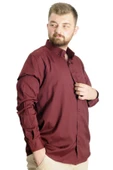 Mode XL Büyük Beden Erkek Gömlek U.Kol Cepli Oxford 20366 Bordo - 3