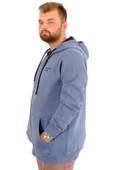 Mode XL Erkek Büyük Beden Fermuarlı Kapüşonlu Sweatshirt FUTURE U24549 Mavi thumbnail 3