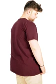 Mode XL Büyük Beden T-Shirt V Yaka Likralı 20150 Mürdüm thumbnail 4