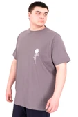 Mode XL Büyük Beden Erkek T-Shirt Bisiklet Yaka GORGEOUS U25022 Füme thumbnail 4