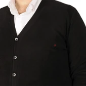 Mode XL Büyük Beden Erkek Hırka Vanize Selanik Düğmeli 20548 Siyah - 4