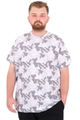 Mode XL Büyük Beden Erkek T-Shirt Bisiklet Yaka Dore U25034 Siyah Kamuflaj thumbnail 1