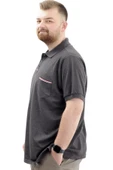 Mode XL Büyük Beden Erkek Polo Yaka Tişört Cepli YIRTMAÇLI U24329 Antrasit thumbnail 2