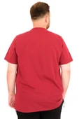 Mode XL Büyük Beden Erkek T-Shirt Bisiklet Yaka Dore U25034 Bordo thumbnail 4