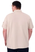 Mode XL Büyük Beden Erkek T-Shirt Pike Polo Yaka U25306 Bej - 2