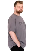 Mode XL Büyük Beden Erkek T-Shirt Bisiklet Yaka NYC New York U25019 Füme thumbnail 3