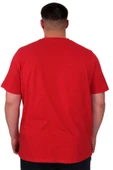 Mode XL Büyük Beden Erkek T-Shirt Bisiklet Yaka Reseve U25017 Kırmızı thumbnail 3