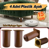 (4 Adet) Plastik Liva Kestane Kahvesi 15 cm Ayak Mobilya Kanepe Koltuk Baza Yükseltme Ayağı Ayakları thumbnail 2