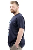 Mode XL Büyük Beden Erkek Baskılı T-Shirt BEGIN U24056 Lacivert thumbnail 2