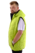 Mode XL Büyük Beden Erkek Kapüşonlu Fermuarlı Şişme Yelek U24700 Yeşil - 2