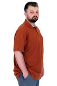 Mode XL Büyük Beden Erkek T-Shirt Polo Yaka Cepli Klasik Pike 20552 Tarçın thumbnail 3