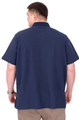 Mode XL Büyük Beden Erkek T-Shirt Polo Yaka REAL U25309 İndigo thumbnail 3