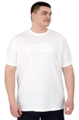 Mode XL Büyük Beden Erkek T-Shirt Bisiklet Yaka Reseve U25017 Beyaz thumbnail 1